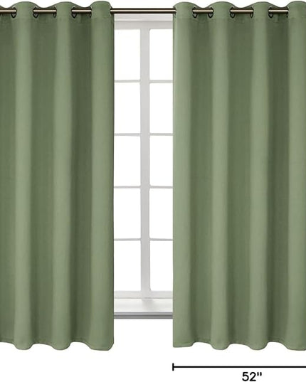 BGment Room Darkening Curtains 63 Inches Long - Grommet Thermal Insulated Drapes Window Treatment Curtains for Bedroom, 2 Panels, 52 x 63 Inch, Grass Green