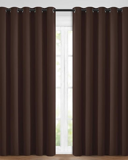 Yakamok Blackout Curtains for Bedroom 2 Panels Set 84 Inch Length Thermal Insulated Room Darkening Dark Black Out Drapery Grommet Window Treatments Drapes for Living Room, 70x84, Chocolate Brown