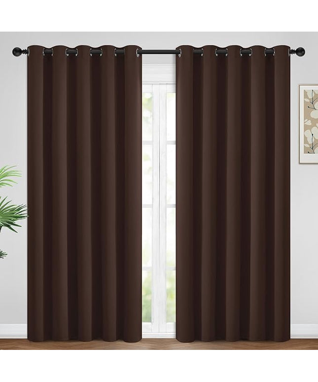 Yakamok Blackout Curtains for Bedroom 2 Panels Set 84 Inch Length Thermal Insulated Room Darkening Dark Black Out Drapery Grommet Window Treatments Drapes for Living Room, 70x84, Chocolate Brown