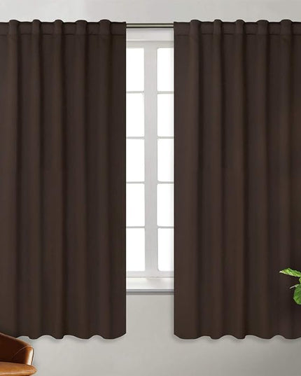 BGment Rod Pocket and Back Tab Blackout Curtains for Bedroom - Thermal Insulated Room Darkening Curtains for Living Room, 2 Window Curtain Panels (42 x 63 Inch, Brown)