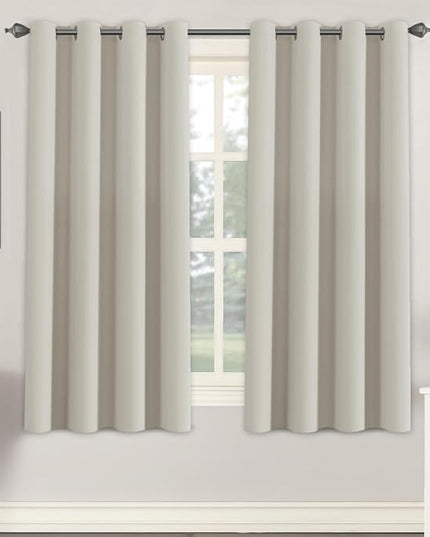 H.VERSAILTEX Blackout Room Darkening Thermal Insulated Grommet Window Curtains for Living Room,Grommet Top,Ivory/Cream Pattern,52x63-inch, Sold by 2 Panels