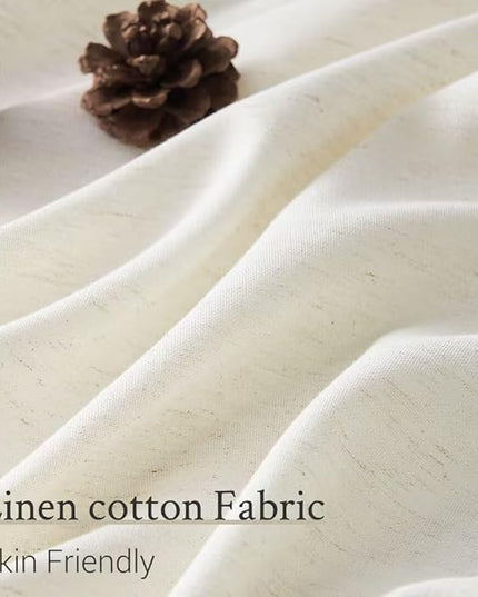 Topfinel 102 Inch Curtains 1 Panels Set,Two Packs Pinch Pleat Back Tab Linen Window Semi Sheer Privacy Thick Decorative Curtain Drapes for Living Room Bedroom,72x102 in Long,Ivory/Off White