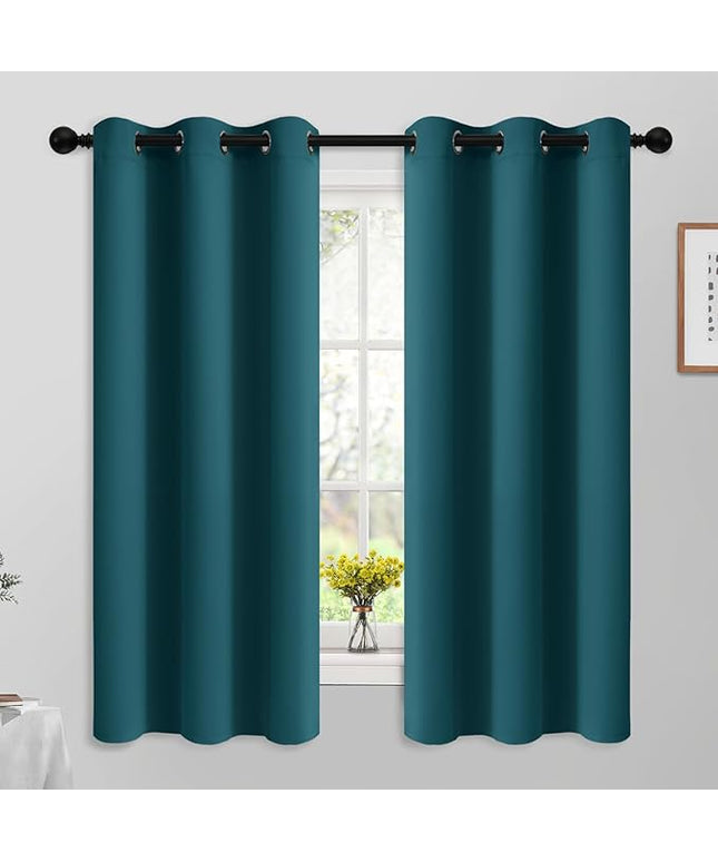 Yakamok Blackout Curtains for Bedroom 2 Panels Set 63 Inch Length Thermal Insulated Room Darkening Dark Black Out Drapery Grommet Window Treatments Drapes for Living Room,42x63, Dark Teal