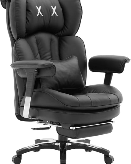 Efomao Big and Tall Office Chair with Footrest – High Back Computer Chair with Adjustable Armrests，Executive Office Chair with Wide Seat, Modern Desk Chair for Home Office, Gaming, or Study, Black