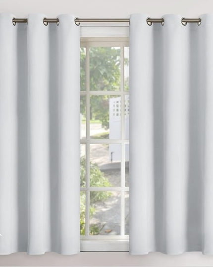 YoungsTex Room Darkening Curtains 54 Inch Length for Bedroom - Thermal Insulated with Grommet Blackout Window Drapes for Short Living Room, 2 Panels, 42 x 54 Inch, Greyish White