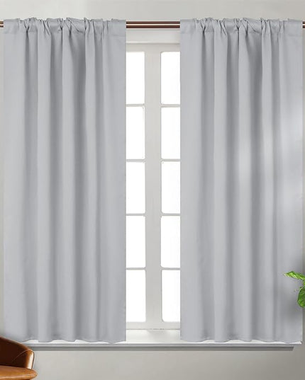 BGment Rod Pocket and Back Tab Blackout Curtains for Bedroom - Thermal Insulated Room Darkening Curtains for Living Room, 2 Window Curtain Panels (42 x 54 Inch, Light Grey)