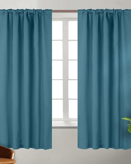 BGment Window Curtains for Bedroom - 63 Inch Rod Pocket and Back Tab Thermal Insulated Room Darkening Curtains for Living Room, 2 Curtain Panels (42 x 63 Inch, Steel Blue)