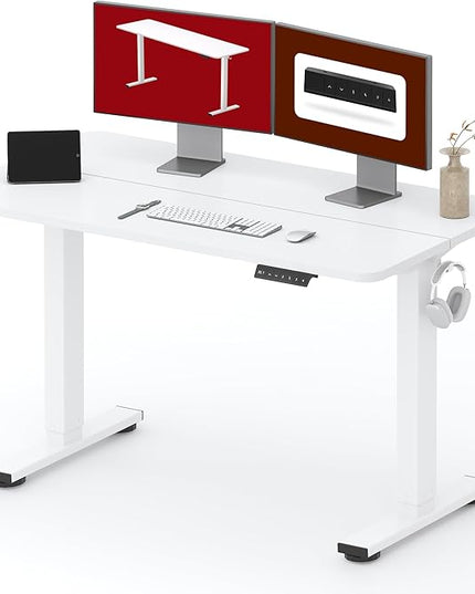 SANODESK Standing Desk Height Adjustable Electric Stand up Desk 48x24 Inches Sit Stand Home Office with Splice Board, White Frame/White Top