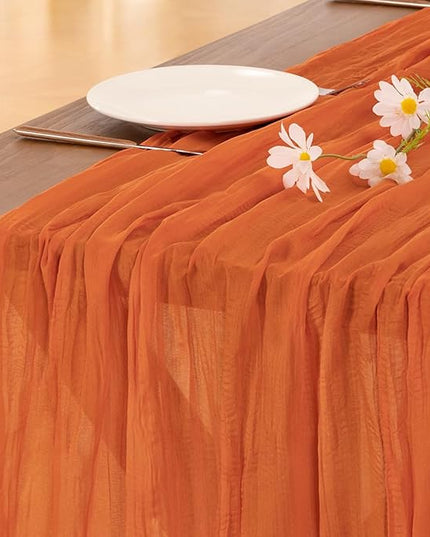 Socomi 6pcs Orange Cheesecloth Table Runner Christmas Boho Rustic Gauze 120 inch 10FT Cheese Cloth Runner for Wedding Party Baby Shower Birthday Home Decor Holiday Decorations