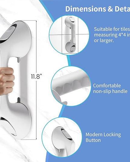 2 Pack 12 Inch Grab Bars for Bathtubs and Showers for Seniors, Heavy Duty Shower Handle for Elderly