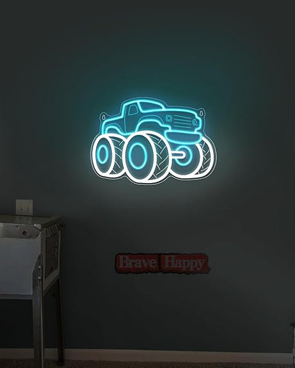 Truck Neon Signs for Wall Decor, Vehicle Neon Lights for Bedroom, Neon Wall Light Suitable for Living Office Game Room Christmas Gift for Truck Toys Lover - 5V USB Power with Hanging Chain Hooks