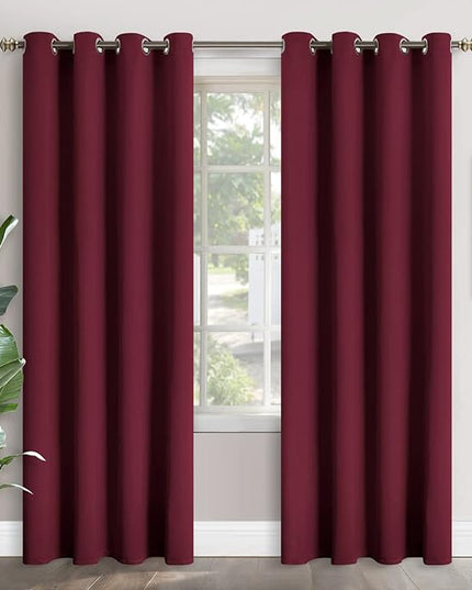 YoungsTex Burgundy Blackout Curtains 95 Inch Length for Bedroom - Extra Long Thermal Insulated Drapes with Grommet Room Darkening Christmas Decor for Living Room, 2 Panels, 52 x 95 Inch