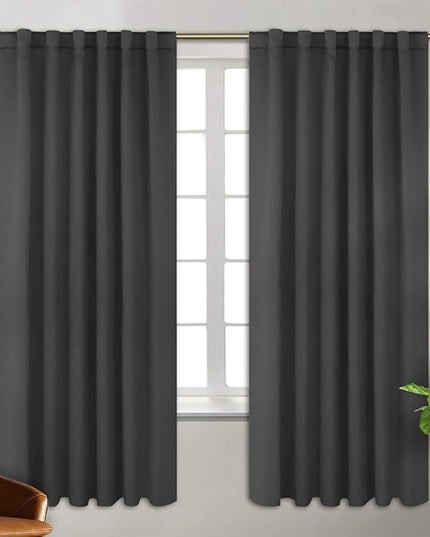 BGment Blackout Curtains for Bedroom - 72 inches Length Rod Pocket and Back Tab Thermal Room Darkening Curtains for Living Room, 2 Window Panels (52 x 72 Inch, Dark Grey)