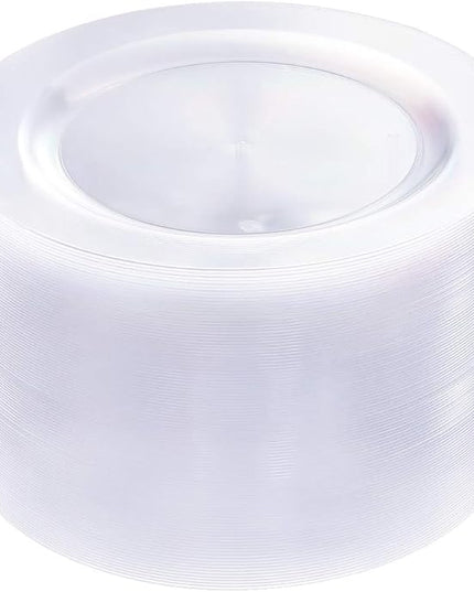 bUCLA 100Pieces Clear Plastic Plates -10.25inch Disposable Dinner Plates- Premium Weddings& Party Plates
