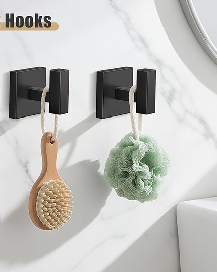 YACVCL 5-Pieces Matte Black Bathroom Hardware Accessories Set 23.6 Inch Towel Bar Set Upgraded Toilet Paper Holder with Shelf Stainless Steel Wall-Mounted Bathroom Hardware Set