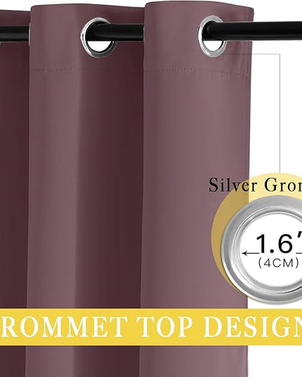 NICETOWN Wide Curtain 84 inch Length for Living Room, Grommet Thermal Insulated Blackout Room Divider Curtain Sound Proof Light Blocking for Patio/French Door (Dry Rose, 1 Panel, W80 x L84)