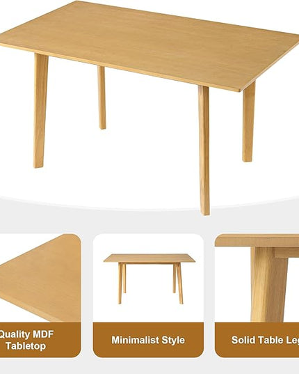7-Piece Dining Set Modern Dinner Table set for 6, Wood Dining Table with 6 Upholstered Chairs, 60" Rectangular Table with Stackable Chairs Padded Seat Backrest for Dining Room Kitchen Apartment