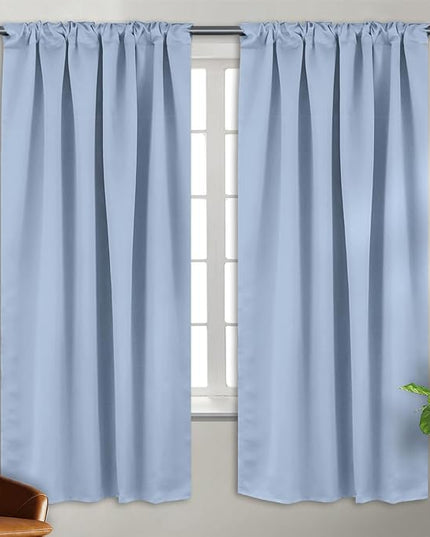 BGment Rod Pocket and Back Tab Curtains for Bedroom - Thermal Insulated Room Darkening Curtains for Living Room, 2 Window Curtain Panels (42 x 72 Inch, Spa Blue)