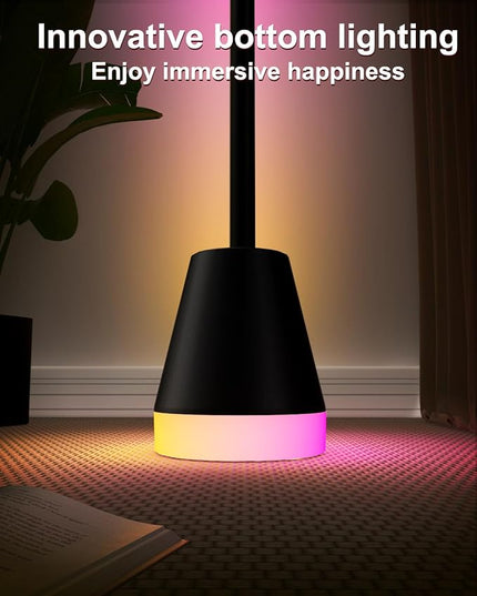 Keepsmile Smart RGB LED Corner Floor Lamp,Bright Tall Standing Lamps with APP and Remote,Modern Floor Lamp with Music Sync and 16 Million Colors, Ambient Lighting for Living Room Matte Black 2 Pack