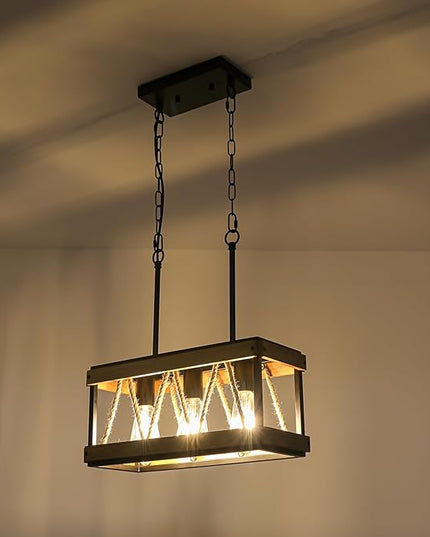 Farmhouse Light Fixtures, 3-Light Adjustable Kitchen Chandeliers Over Table, Vintage Pendant Lighting for Kitchen Island, Rustic Hanging Lights for Entryway Foyer Bathroom Dining Room