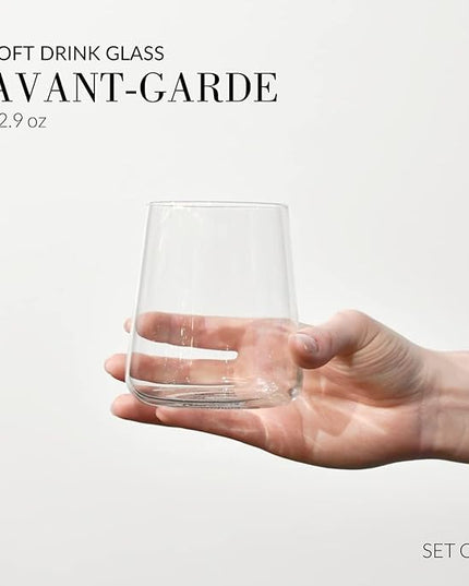 Krosno Water Juice Drinking Glasses, Set of 6, 12.9 oz, Avant-Garde Collection, Crystal Glass, Lightweight Everyday Drinking Glasses, Multi-Purpose, Dishwasher Safe, Made in Europe