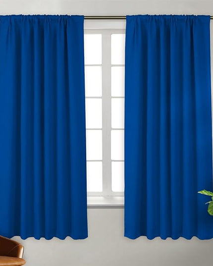 BGment Rod Pocket and Back Tab Blackout Curtains for Bedroom - Thermal Insulated Room Darkening Curtains for Living Room, 2 Window Curtain Panels (52 x 63 Inch, Classic Blue)