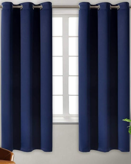 BGment Blackout Curtains for Bedroom - Grommet Thermal Insulated Room Darkening Curtains for Living Room, Set of 2 Panels (38 x 63 Inch, Navy Blue)