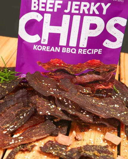 Wicked Cutz Korean BBQ Beef Jerky Chips, 14g Protein per Bag, Crispy & Crunchy Beef Jerky Crisps, USA Made Barbeque Flavored Chips, High Protein Carnivore Snacks (4 Bags)