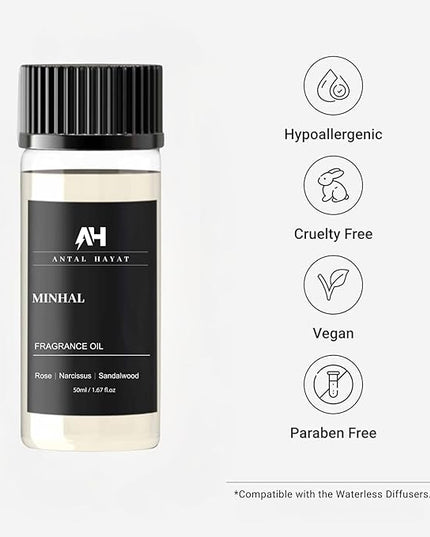 Hotel Scents Diffuser Oil Minhal 50ml - Iris de Nuit Inspired Scent - Luxury Home Fragrance Oil with Rose, Narcissus, Patchouli - Home Luxury Scents Refill for Diffusers - Premium Aroma Oil Refill