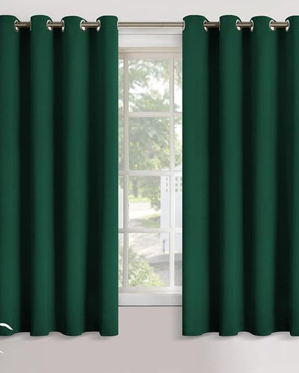 YoungsTex Emerald Green Blackout Curtains for Bedroom 63 Inches Length - Thermal Insulated with Grommet Room Darkening Curtains for Living Room, 2 Panels, 52 x 63 Inch