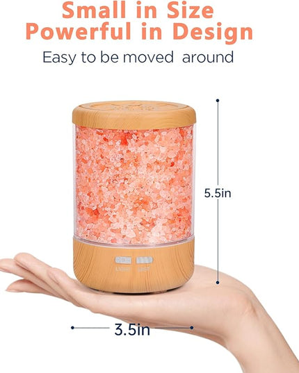 Essential Oil Diffuser Aromatherapy Diffuser - Himalayan Pink Salt Crystal Diffusers for Essential Oils with 7 Color Lights 2 Mist Mode, Reduce Noise Design for Baby Room, Yellow