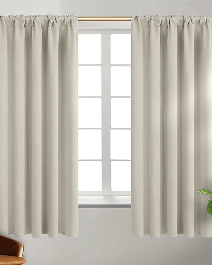 BGment Rod Pocket and Back Tab Blackout Curtains for Bedroom - Thermal Insulated Room Darkening Curtains for Living Room, 2 Window Curtain Panels (38 x 63 Inch, Natural Camel)