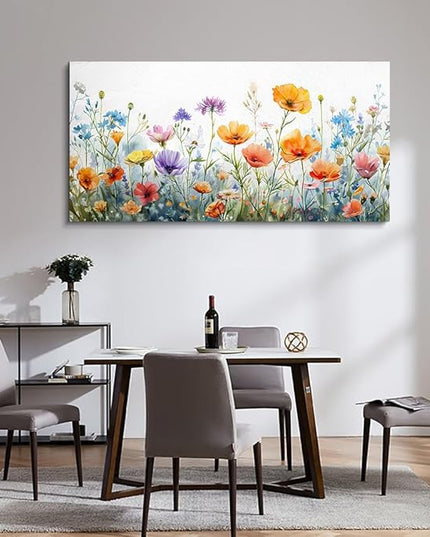 Wapluam Vintage Wildflower Canvas Prints Painting Large Wall Decor For Living Room Wall Art For Bedroom Office Decoration Flowers Pictures Artworks Ready To Hang Modern Aesthetic Framed Home Decor