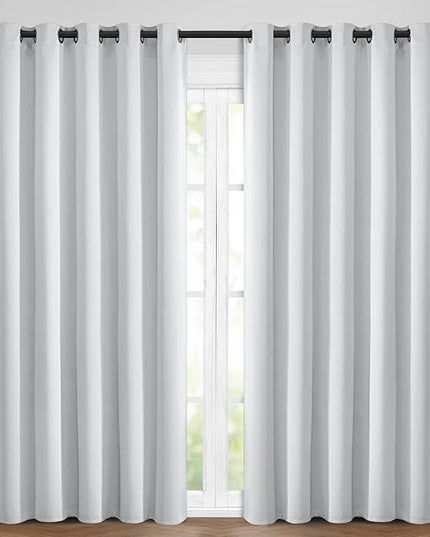 Yakamok Blackout Curtains Room Darkening Thermal Insulated Window Panels,Solid Grommet Top Drapes for Bedroom/Living Room(62Wx84L,Greyish White, 2 Panels)