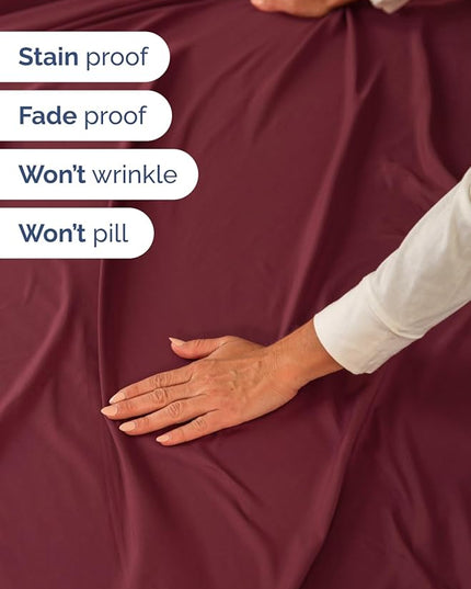 Extra Deep King Sheet Set - 6 Piece Breathable & Cooling Sheets - Hotel Luxury Bed Sheets Set - Easy & Secure Fit - Soft, Wrinkle Free & Comfy Sheets Set - Burgundy Sheet Set with Extra Deep Pockets