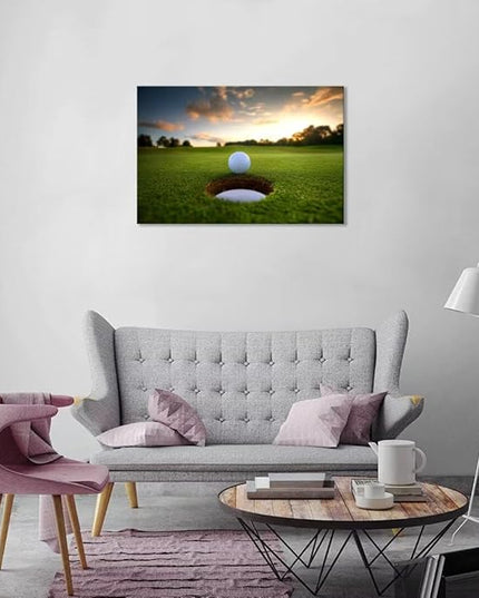 chenchenArt Golf Wall Art for Living Room Bedroom Home Decorations Golf Ball Picture Poster Canvas Prints Modern Artwork Framed Ready to Hang(24''H x 36''W)