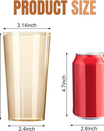 Liacere Plastic Drinking Glasses (Set of 12) 18oz Highball Brown Reusable Plastic Glasses Colors，Kitchen Water Glasses Cup, Bar Tumbler Glassware Set for Beer, Juice, Cocktail, Whiskey, Milk