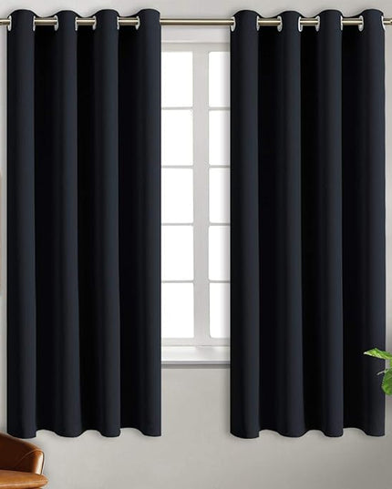 BGment Black Blackout Curtains for Bedroom 63 Inch Length 2 Panels Set, Room Darkening Light Blocking Thermal Insulated Grommet Window Drapes, Each Panel 46 Inch Wide