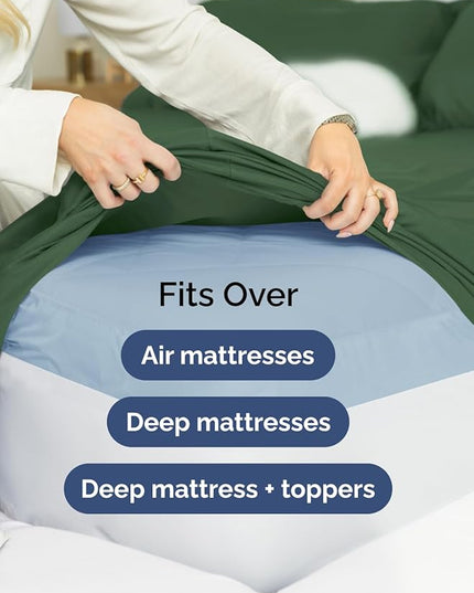 Extra Deep King Sheet Set - 6 Piece Breathable and Cooling Sheets - Hotel Luxury Bed Sheets Set - Easy Fit - Soft, Wrinkle Free and Comfy Sheets Set - Emerald Green Sheet Set with Extra Deep Pockets