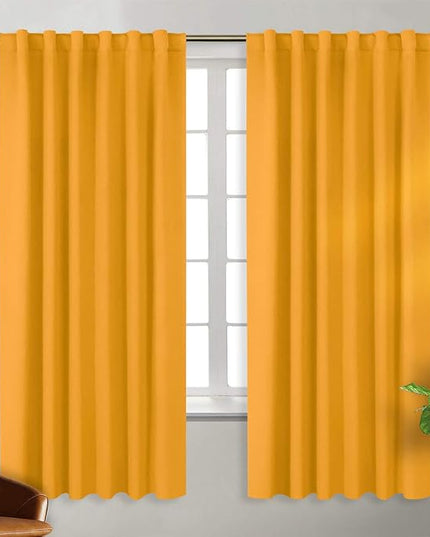 BGment Rod Pocket and Back Tab Blackout Curtains for Bedroom - Thermal Insulated Room Darkening Curtains for Living Room, 2 Window Curtain Panels (52 x 72 Inch, Mustard Yellow)