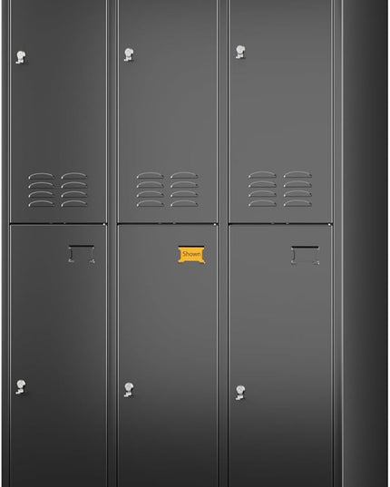 Aobabo Upgraded Metal Storage Locker for Employees, 6 Doors Metal Lockers Cabinet with Lock and Name Card Slot, Industrial Storage with 18 Hooks, for Office Gym, Assembly Required, Black