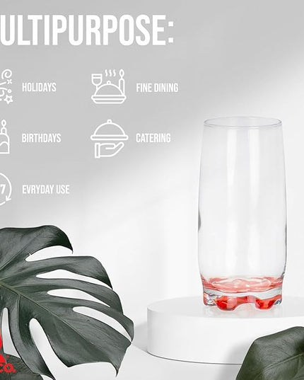 Vibrant Splash Water, Beverage Highball Glasses, 13.25 Ounce - Set of 6