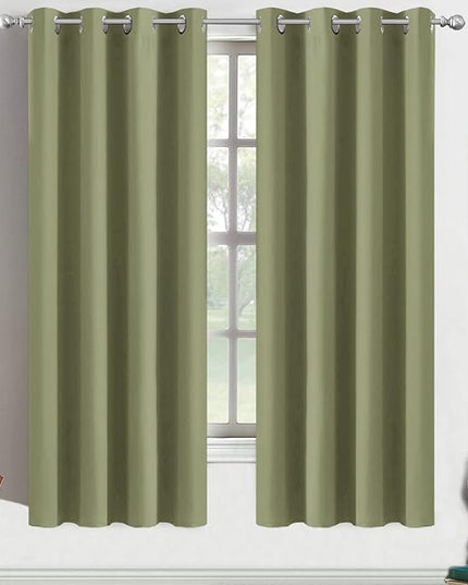 Yakamok Blackout Curtains Room Darkening Thermal Insulated with Grommet Window Curtain for Bedroom, 52 x 63 inch,Sage Green, 2 Panels