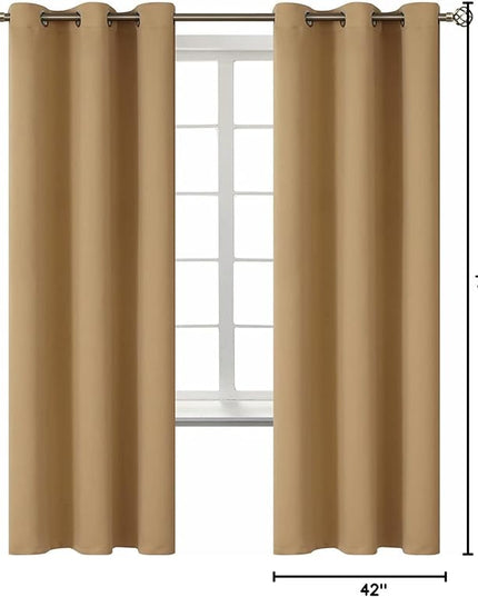 BGment Blackout Curtains for Living Room - Grommet Thermal Insulated Room Darkening Curtains for Bedroom, 2 Panels of 42 x 72 Inch, Khaki