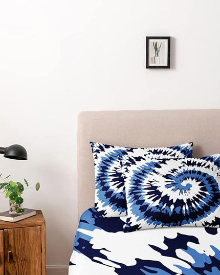 Tie Dye Duvet Cover Set Twin Size Tie Dye Purple Blue Bed Set Boys and Girls Comforter Cover and Pillow Shams for Women Decor Bedroom