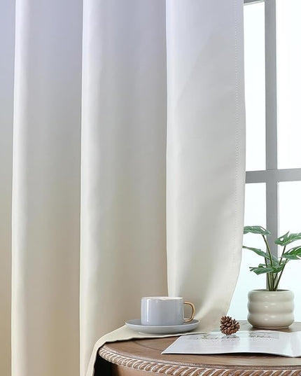 Estelar Textiler Ombre Blackout Curtains 102 Inch Length for Bedroom, Beige and Greyish White Room Darkening Thermal Insulated Noise Reducing Grommet Window Drapes for Living Room, 52Wx102L, 2 Panels