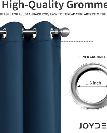 Joydeco Blackout Curtains 108 Inch Length 2 Panels Set, Thermal Insulated Long Curtains& Drapes 2 Burg, Room Darkening Grommet Drapes for Living Room Bedroom Window (W52 x L108 Inch, Navy Blue)