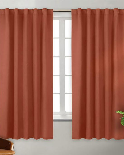 BGment Terracotta Blackout Curtains 63 Inch Length - Thermal Insulated Black Out Energy Efficiency Rod Pocket and Back Tab Room Darkening Curtains for Living Room/Bedroom, 2 Panels, 42 x 63 Inch