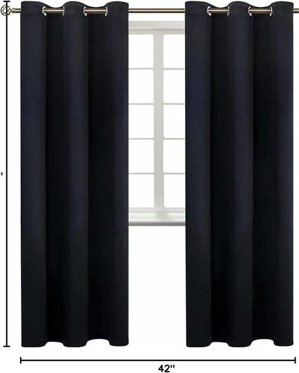 BGment Black Blackout Curtains for Living Room - Grommet Thermal Insulated Room Darkening Energy Saving Curtains for Bedroom, Set of 2 Panels, 42 x 84 Inch