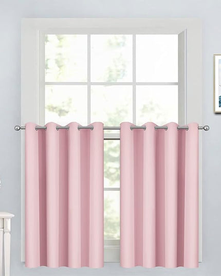 Yakamok Insulated Blackout Window Draperies - Energy Efficient Home Decor Grommet Top Curtains for Bedroom(Pink, 52Wx36L, 2 Panels)